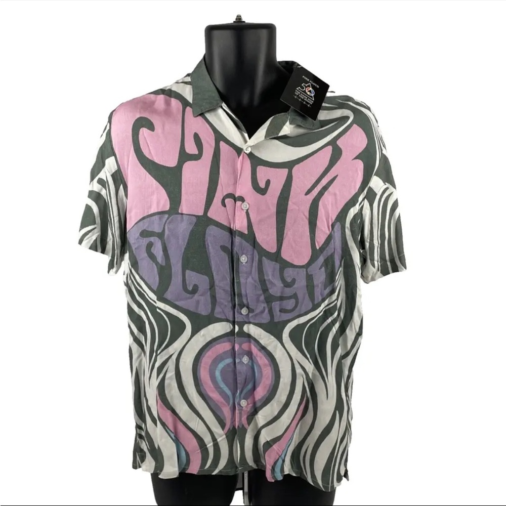 New Mens Pink Floyd The Dark Side Of The Moon Rayon Camp Shirt Sz S NWT Hawaiian